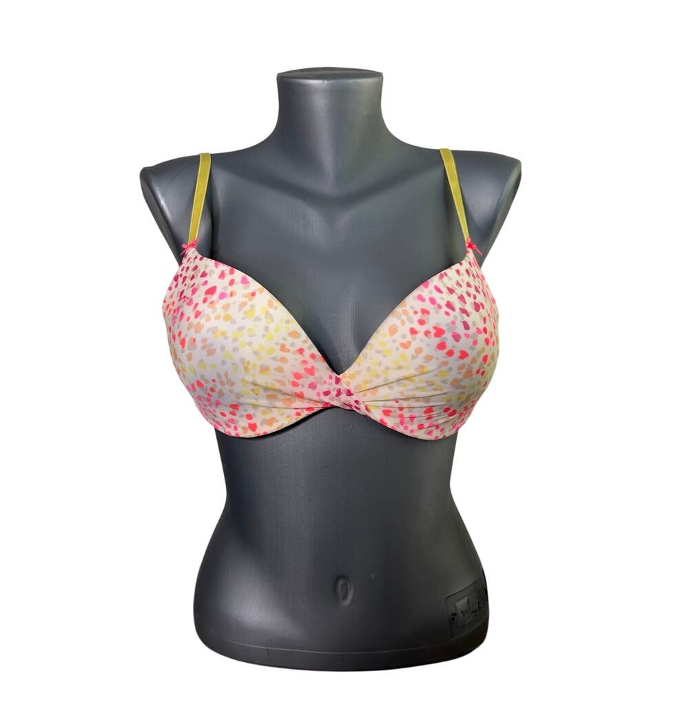 Victoria’s Secret Neon Confetti Plunge Push-Up Bra 34C Colorful Padded Lingerie